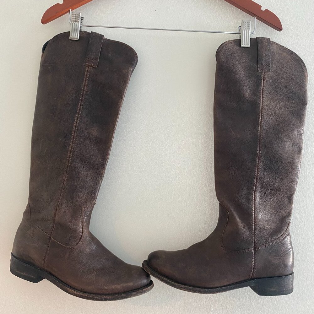 Women Vintage Inspired High Brown Leather Boot Size 6.5